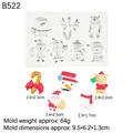 Weihnachts-Silikonform mit Weihnachtsmann- und Schneemannmotiven für Backdekorationen - Stil 1 Weihnachtsfiguren (B522) / Grau