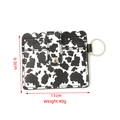 Porte-cartes à motif vache, dimensions 11 cm sur 9,5 cm, avec anneau porte-clés argent - Portefeuille Imprimé Vache
