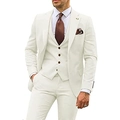 Slim fit cream three-piece suit for men featuring jacket vest and trousers set - XXS / Off White