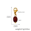 Golden stainless steel lobster clasp charm with a round reddish-brown agate bead pendant - Gold Reddish Brown Agate Pendant (D150-5)
