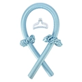Gedetailleerde 3-delige hittevrije krulset in blauwe zijde met scrunchie en haarklem - Blauw (1 Kruller + 2 Scrunchies + 1 Klem)
