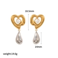 Orecchini a cuore bicolore in acciaio con gocce d'argento e dettagli di perline - Stile Vintage a Cuore con Perla Sintetica (TE60282-M)