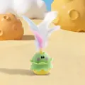 Juguete eléctrico para gatos con diseño de brote y plumas coloridas para mascotas - Verde amarillento