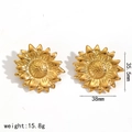 Gedetailleerd overzicht van de afmetingen en het gewicht van de 18k vergulde zonnebloemringen - Gouden Zonnebloem Oorbellen (TE60548-G)