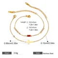 Bracciale a doppio strato in acciaio inossidabile dorato con croce e zircone rosso - Stile Zircone Rettangolare Rosso (JDB2410027-1)