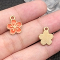 Pink enamel cherry blossom flower charms with gold plating for DIY jewelry making - 1Pc Deep Pink Small Cherry Blossom 12x14.5mm