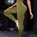 Leggings yoga verde oliva senza cuciture a vita alta con controllo addome e push-up - S / Verde Militare