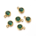 Set of 6 green faceted satellite stone pendants in gold stainless steel for DIY jewelry - Gold Base Dark Green