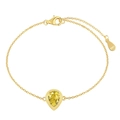 Elegant S925 sterling silver gold bracelet with a teardrop yellow gemstone and lobster clasp - 925 Silver / Yellow Zirconia Yellow Border Pear Gold Chain (DY150165-S-G-YE)