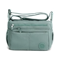Bolso bandolera de nailon verde oscuro con múltiples compartimentos y correa - verde claro