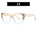 Cat-eye glasses frame C2 with brown tortoiseshell and gradient light blue finish - Light Tea Leopard Blue