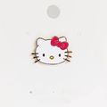 Cute Hello Kitty enamel brooch with white and red paint on white display card - White Bow Cat (159)