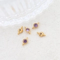 Detailed view of DIY gold-plated pendants with purple cubic zirconia and double loops - 13# Connector (Double Loop)