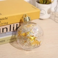 Transparent Christmas bauble with iridescent tinsel and gold star sequins for holiday decor - Style D (Rainbow Tinsel & Gold Stars)