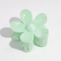 Elegant mint green flower hair claw with marble texture gradient finish and 5-petal design - Green Flower