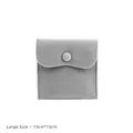 Large grey velvet jewelry pouch with snap button for rings and necklaces, 10x10cm size - 大号款(10cm*10cm) / Light Gray