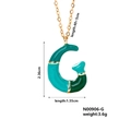 Letter G initial necklace in teal and gold finish with adjustable chain link - Letter G Style (N00906-G)