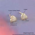 Golden heart-shaped zircon stud earrings made of gold-plated copper, 0.5cm width - Golden Heart (Small)