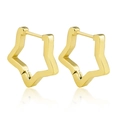 Chic golden star-shaped stainless steel hoop earrings with a high-polished mirror finish - Star / Gold