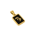 Collar cuadrado de acero dorado con colgante negro del signo zodiacal Virgo - Capricornio - Colgante Único