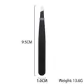 Black coated stainless steel slant tip tweezers 9.5cm precision eyebrow plucker - 1.2mm Black Slanted Tweezer