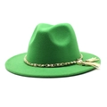Detail of green wool jazz hat with elegant pearl chain and silk fringe tassels decoration - M (56-58cm) / Grass Green