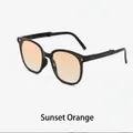 Gafas de sol cuadradas plegables con lentes naranja atardecer y montura negra brillante - Naranja Atardecer Polarizado con Almohadillas (2ª Generación)