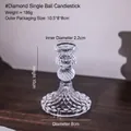 Diamond ball crystal glass candle holder with multifaceted cut and stable round base - Diamond Single Ball / Candle Holders