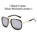 Lunettes aviateur monture noire avec verres miroirs argentés et détails dorés - Monture Noire Miroir Argent