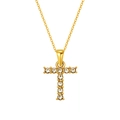 Gold letter T pendant necklace with sparkling cubic zirconia pavé on a square block chain - Letter T