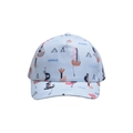 Front view of light blue kids' baseball cap with colorful nautical sailboat prints - Blue Base Sailboat