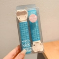 Set of two blue nylon hair rollers with beige clips for root volume and styling - Blue (2-Piece Set)