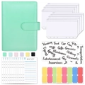 Set budget planner A6 verde menta con raccoglitore in pelle e 12 buste con cerniera - Set Verde Macaron