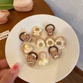 Cute cartoon bear and kitten hair ties set in cream and brown for kids and babies - 10-piece Beige And Brown Hello Kitty T-shirt Set