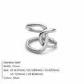 Hoogwaardige minimalistische zilveren geknoopte roestvrijstalen open ring voor dames - Zilver (TR18926)