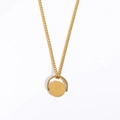 Golden stainless steel necklace featuring a rotating oval pendant with engraved letter U - Letter U