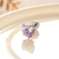 Single 6mm purple heart-shaped zircon stud earring with silver titanium steel screw back - Blue Purple (Single)