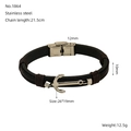 Dimensioni dettagliate di un bracciale in pelle nera con ancora e chiusura in acciaio - Stile ancora (ZH1864S)