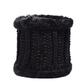 Black knit neck warmer with gold metallic threads and thick fleece lining for winter warmth - Black Knitted Neck Warmer