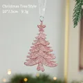 Addobbo per albero di Natale rosa glitterato con nastro bianco per decoro festivo - Albero di Natale Tipo A