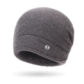 Gorro de punto gris oscuro para mujer con logotipo metálico M para un invierno cálido - Gris