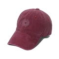 Vintage washed burgundy baseball cap with white sun and moon embroidery on a white background - 58cm (Adjustable) / Burgundy
