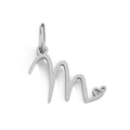 Polished silver heart-shaped pendant with letter m made of durable titanium steel - Letter M / Silver