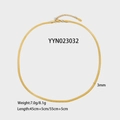 Detail of 3mm gold-plated stainless steel snake chain with length and weight specifications - Flat Chain Style (YYN023032)