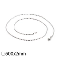 Collana a catena con sfere minimalista in acciaio inossidabile, lunghezza 500mm e larghezza 2mm - Catena a Grani di Riso (KN107364-Z) / 500x2mm