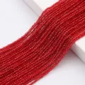 Polished 2mm red faceted glass crystal beads in parallel strands for DIY jewelry making - Red Jade Baked Color
