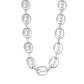 Collana in acciaio inossidabile argento con maglie a chicco di caffè e design grugno - Collana Naso di Maiale 10mm (CK1245) / Color Acciaio