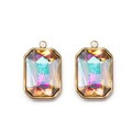 Elegant gold-framed rectangular iridescent crystal earring charms for DIY jewelry making - AB Color