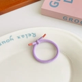 Purple elastic hair tie for kids with a knotted design and colorful metal end caps - Purple