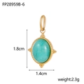 Vintage oval turquoise pendant in gold-plated stainless steel setting, size 1.8x1.4cm - Turquoise